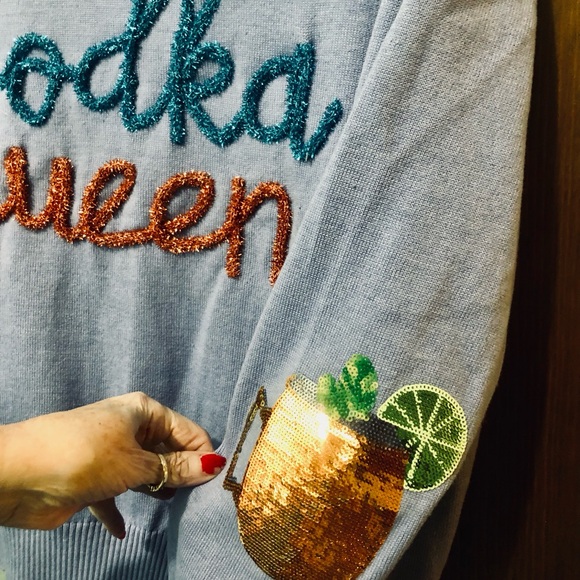 QUEEN OF SPARKLES Sweaters - QUEEN OF SPARKLES 💖 Vodka Queen Blue and Orange Sweater